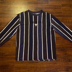 Vintage 90s GUESS Multicolor, Striped, Spell Out, Long Sleeve Tee Shirt sz Small